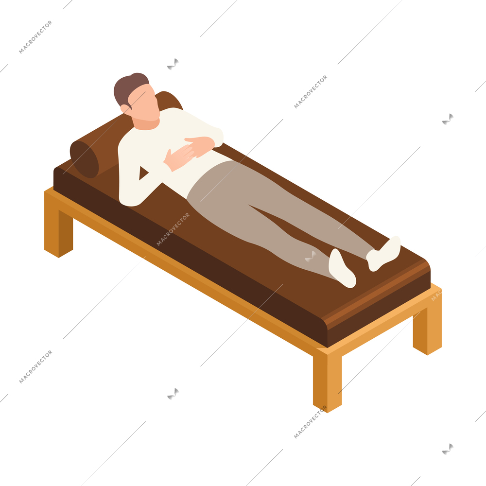 Man lying on couch during therapy session isometric icon 3d vector illustration