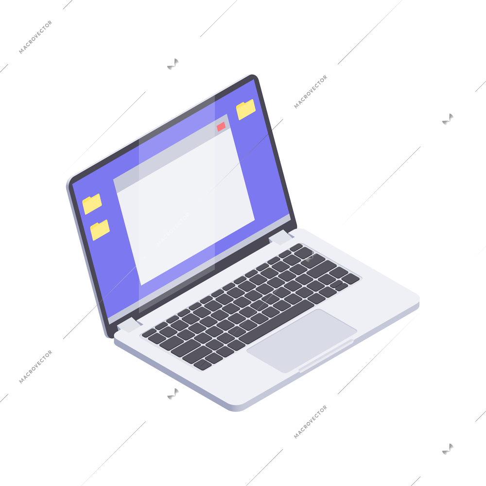 Isometric icon of laptop on white background 3d vector illustration