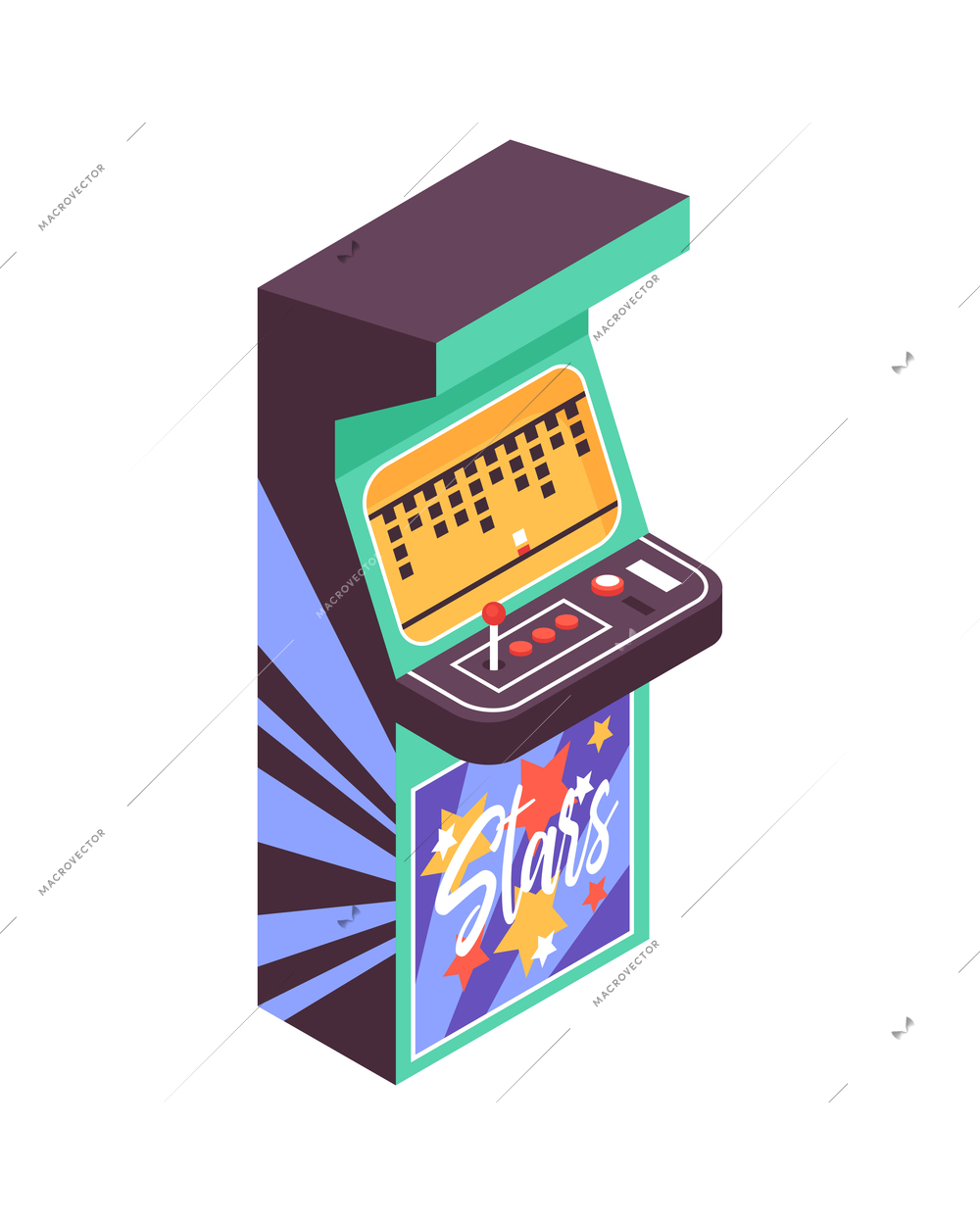 Isometric icon of colorful arcade game machine vector illustration