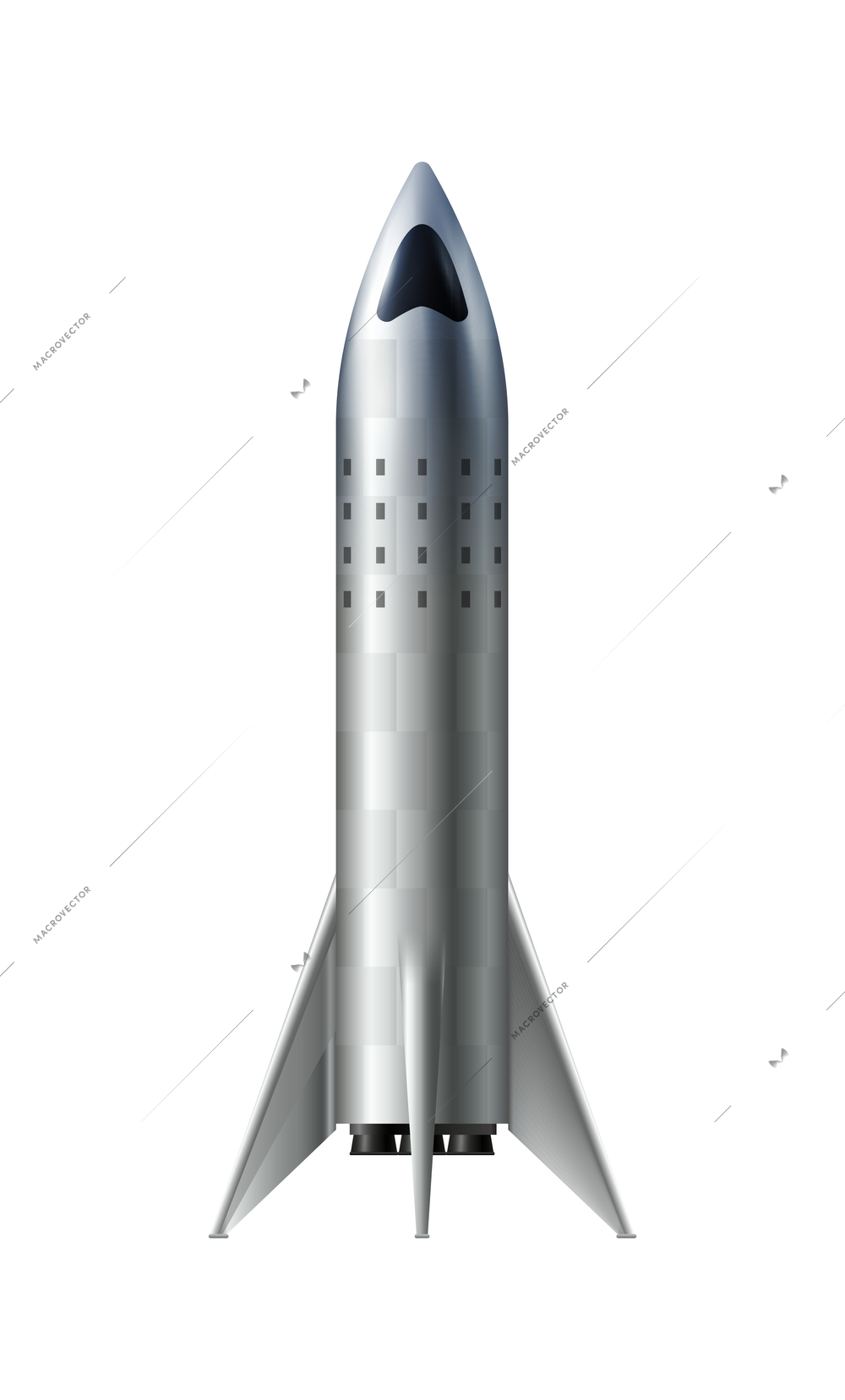 Small rocket realistic icon on white background vector illustration