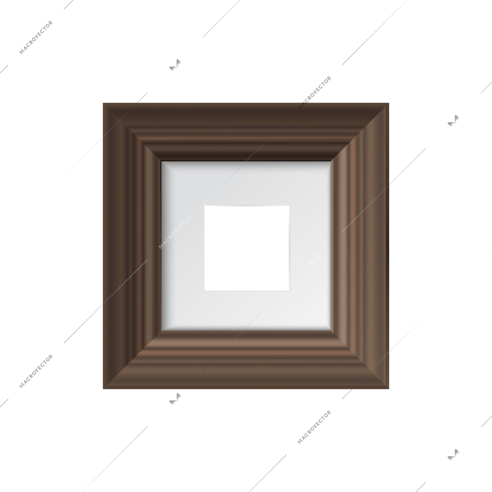 Realistic thick wooden square wall frame mockup vector illustration