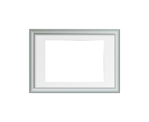 Simple rectangular picture frame mockup on white background realistic vector illustration