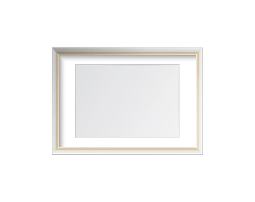 Realistic stylish white photo frame with golden lines vector illustration