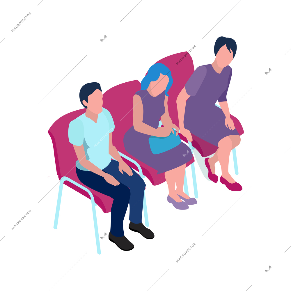 Isometric icon with waiting job candidates on white background 3d vector illustration