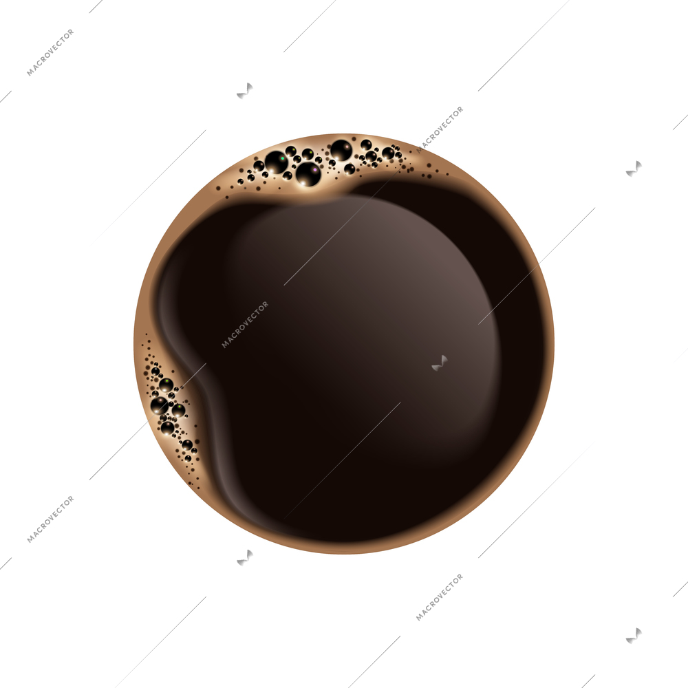 Realistic top view cup of espresso on white background vector illustration