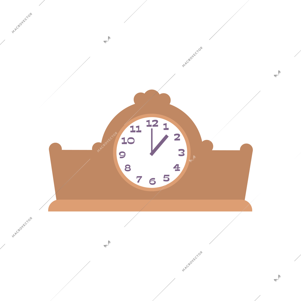 Antique table clock flat icon vector illustration