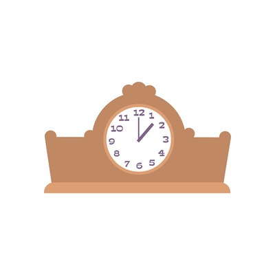 Antique table clock flat icon vector illustration