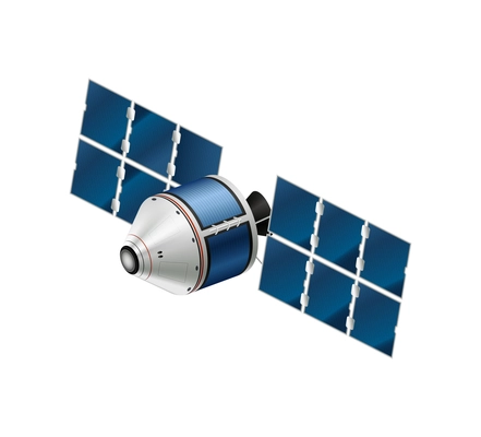 Space satellite on white background realistic icon vector illustration