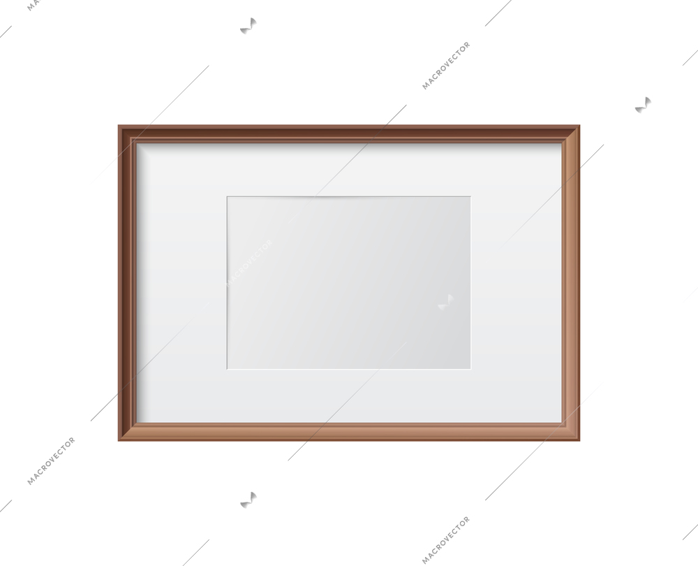 Minimalistic rectangular photo frame mockup on white background realistic vector illustration