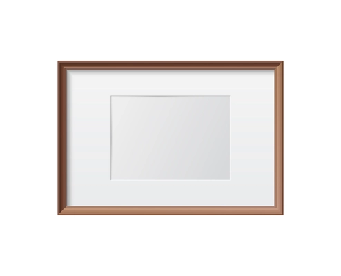 Minimalistic rectangular photo frame mockup on white background realistic vector illustration