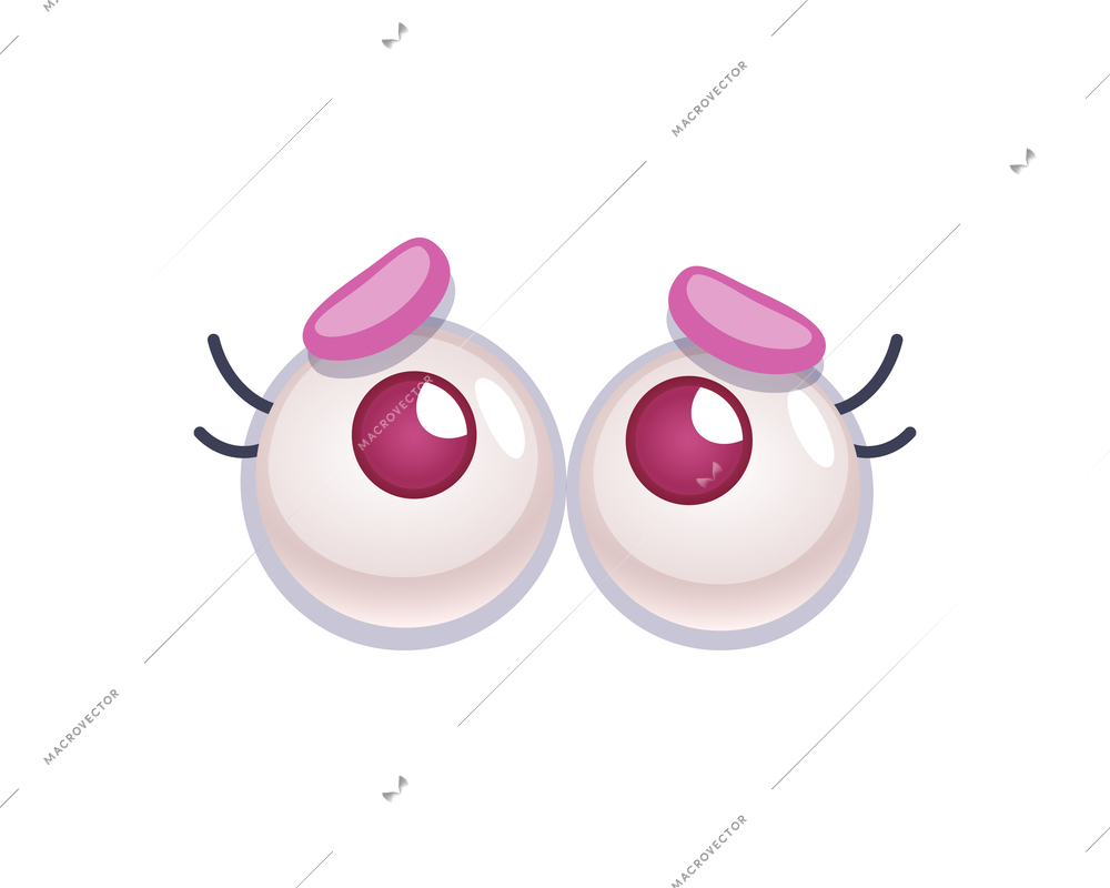 Cute sad eyes for cartoon creature on white background vector illustration