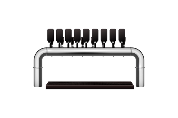 Realistic icon with beer taps for bar interior vector illustration