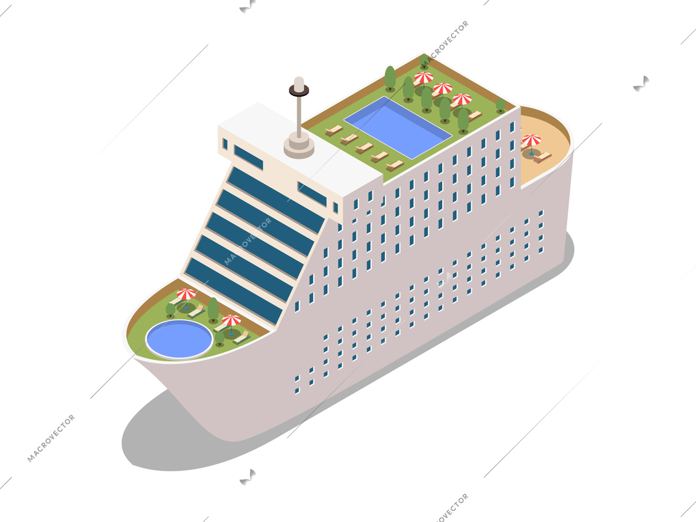 Ship isometric icon with luxurious cruise liner vector illustration