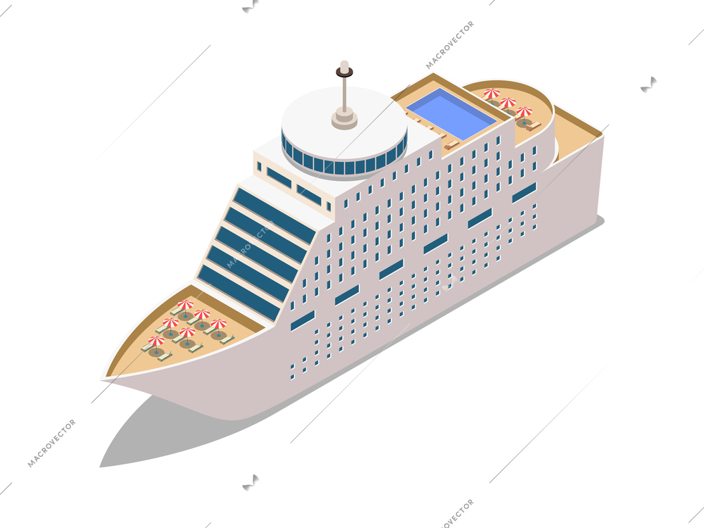 Modern luxury cruise liner 3d isometric vector illustration