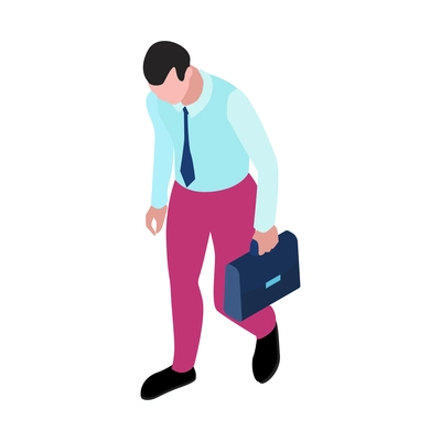 Isometric icon of sad man candidate after getting job rejection 3d vector illustration