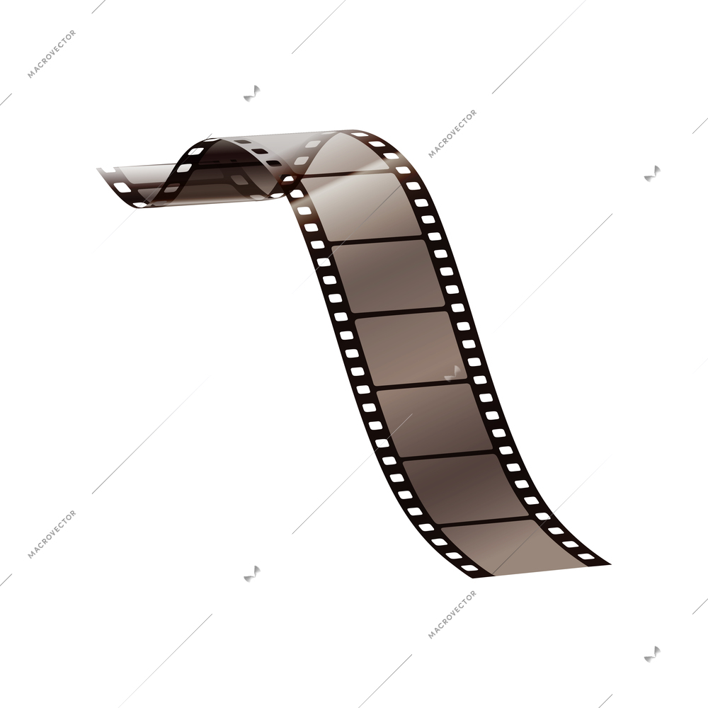 Realistic icon with motion picture film strip on white background vector illustration