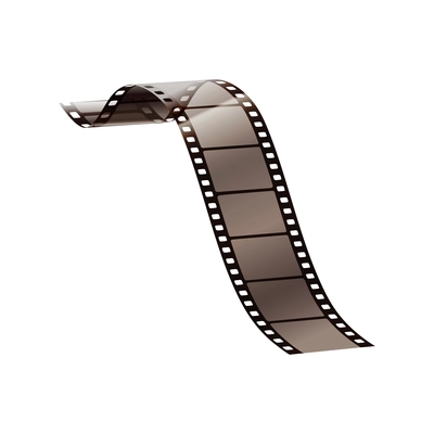 Realistic icon with motion picture film strip on white background vector illustration