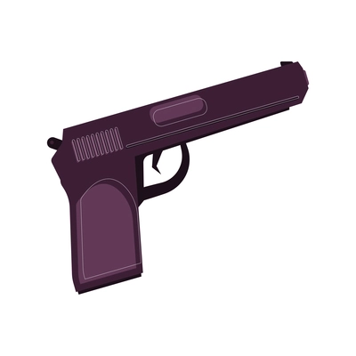 Black pistol flat icon on white background vector illustration
