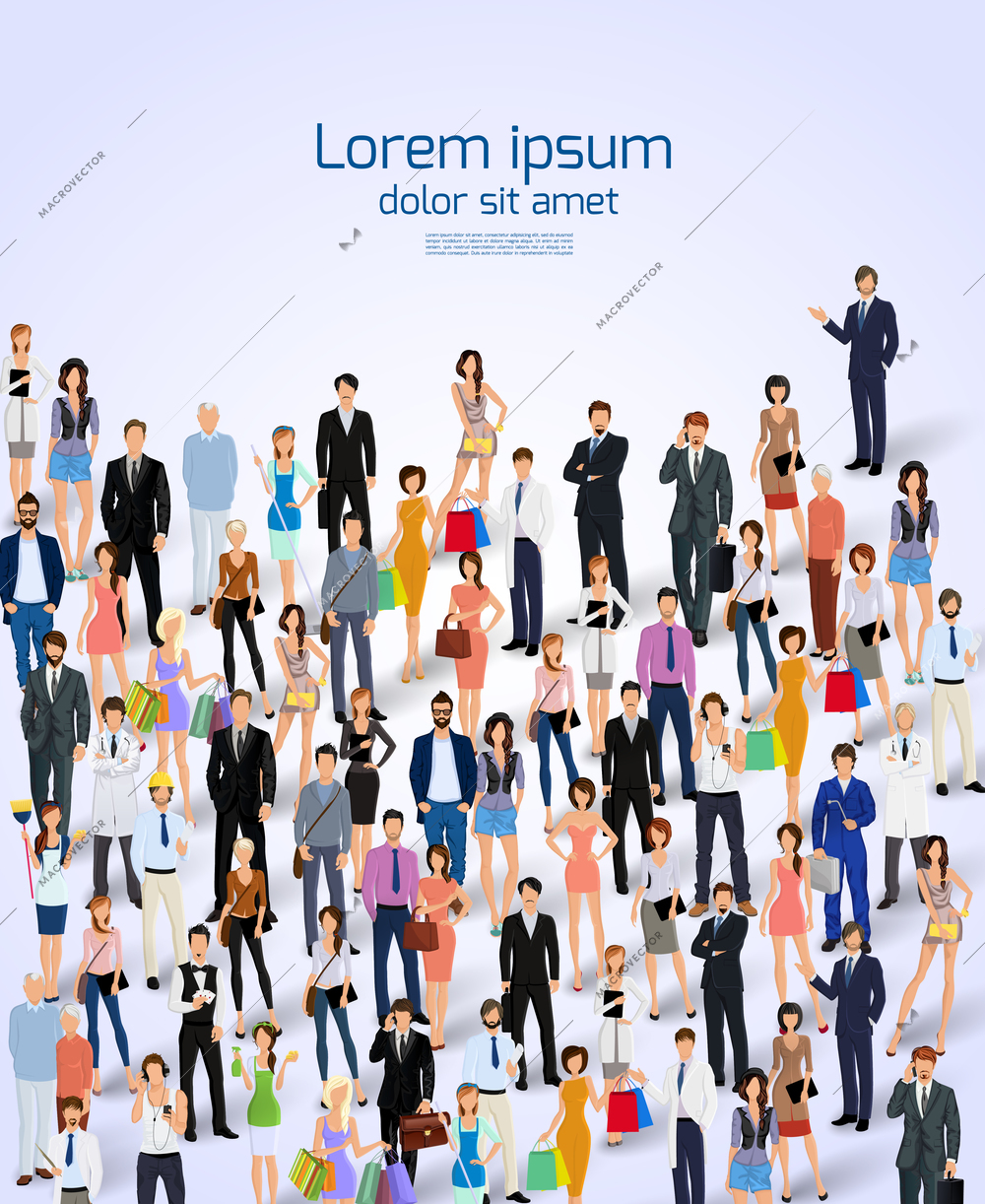 Group of people adult professionals poster vector illustration.