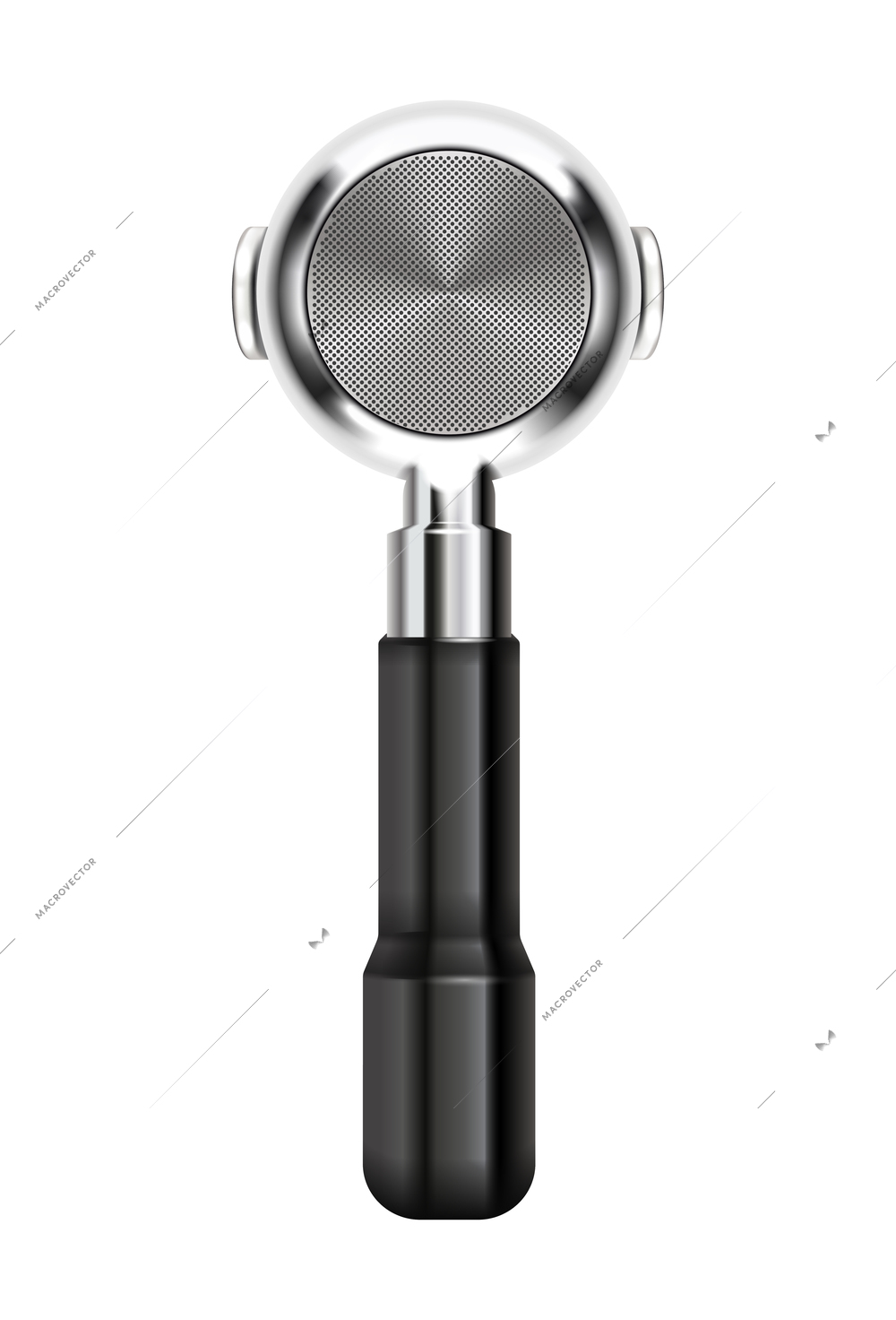 Clean stainless steel portafilter for coffee realistic icon vector illustration