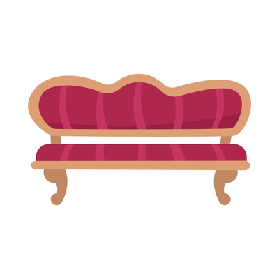 Soft antique sofa on white background flat vector illustration