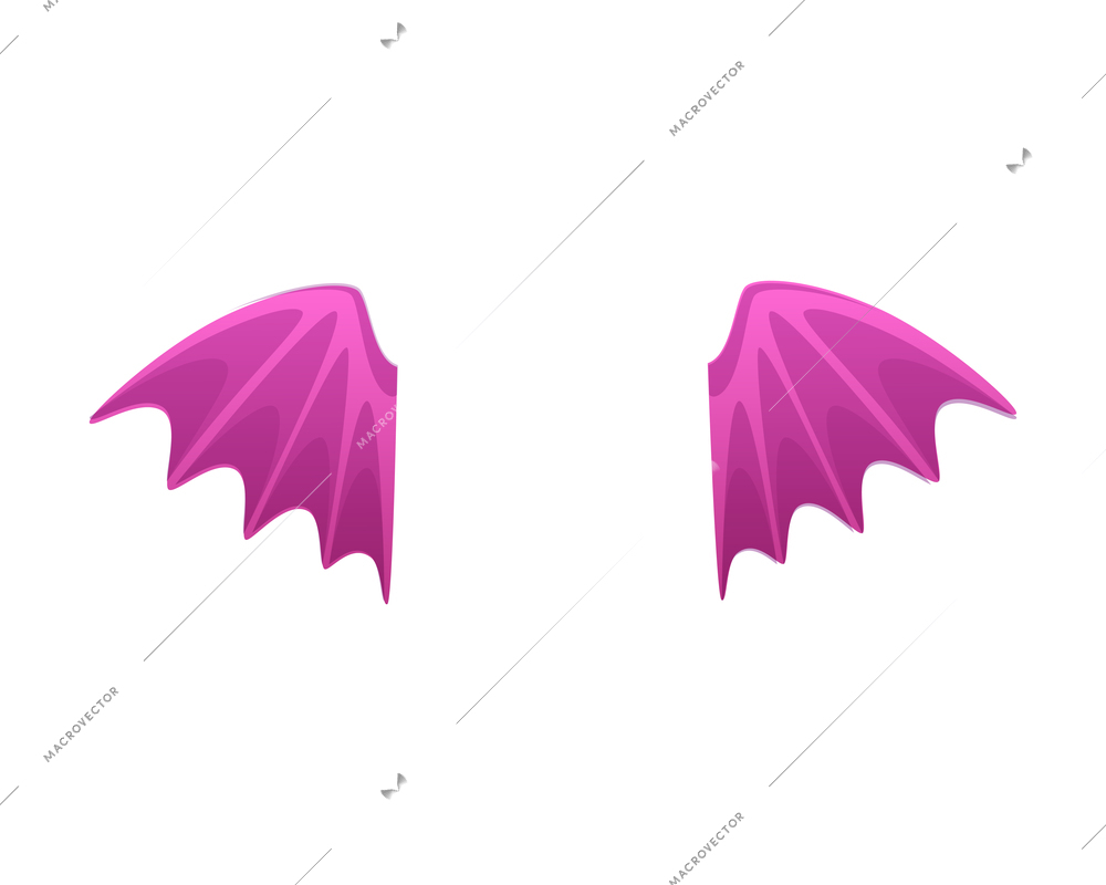 Cartoon icon with pair of small purple animal or monster wings isolated vector illustration