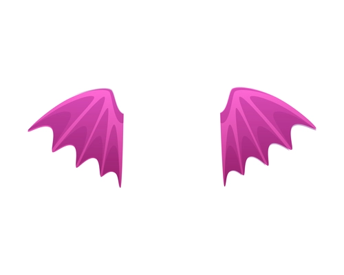 Cartoon icon with pair of small purple animal or monster wings isolated vector illustration