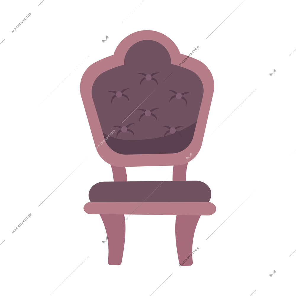 Flat icon with soft antique chair on white background vector illustration