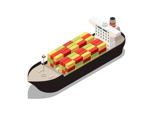 Isometric container carrier with freight icon on white background vector illustration