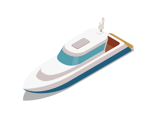Water transport isometric icon with 3d white yacht vector illustration