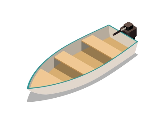 Vessel isometric icon with motor boat vector illustration