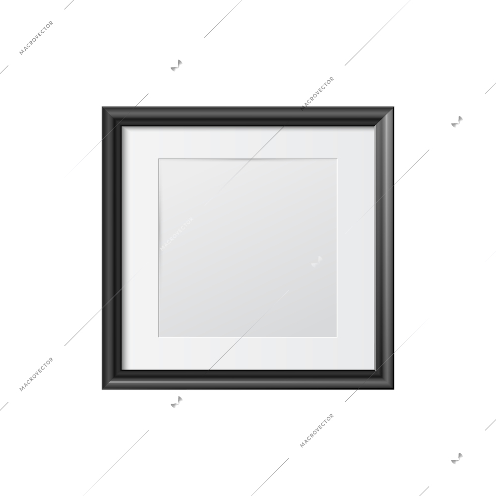 Black square photo frame in minimalistic style realistic vector illustration