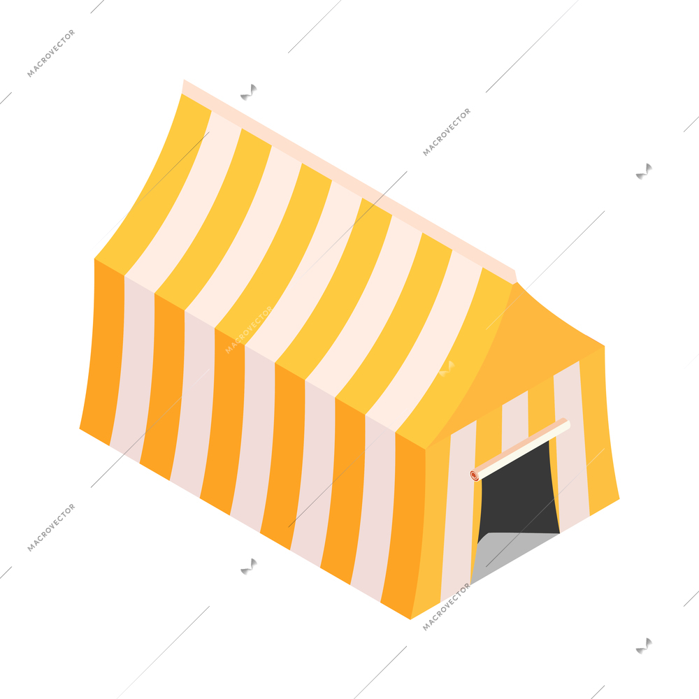 Isometric icon with striped circus tent on white background vector illustration