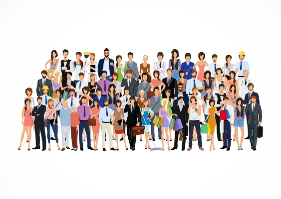 Large group crowd of people adult professionals poster vector illustration