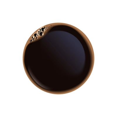 Realistic icon with top view black coffee on white background vector illustration