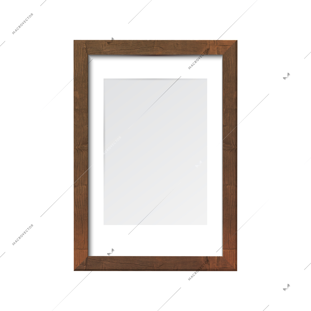 Realistic wooden frame mockup on white background vector illustration