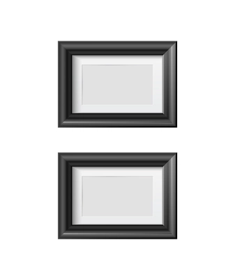 Two small black minimalistic wall photo frames isolated realistic vector illustration