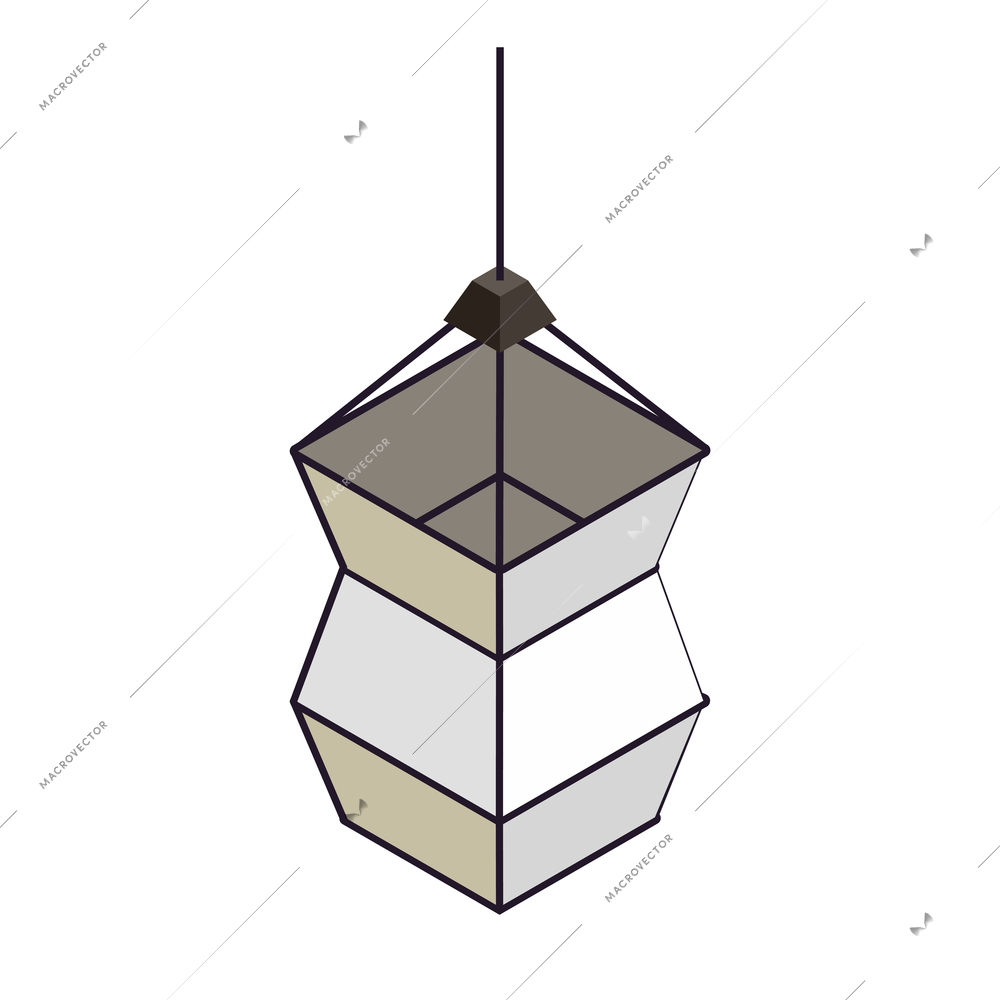 Isometric icon with hanging lantern on white background vector illustration