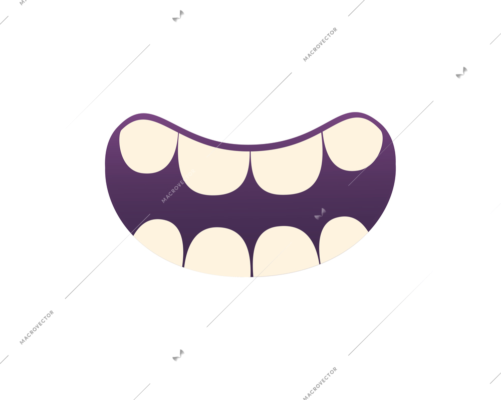 Icon with smiling mouth for cartoon beast on white background vector illustration