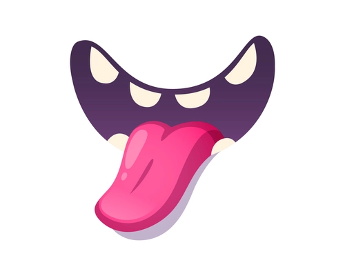 Cartoon mouth for beast character showing tongue vector illustration