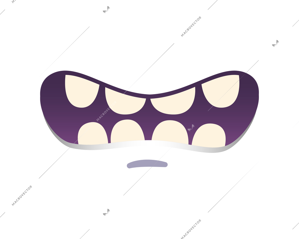 Cartoon monster mouth with scared expression on white background vector illustration