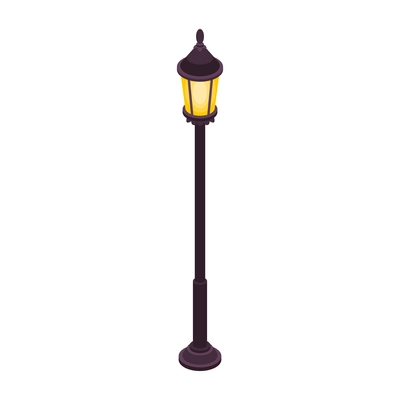 Isometric icon with lamp post in retro style on white background vector illustration