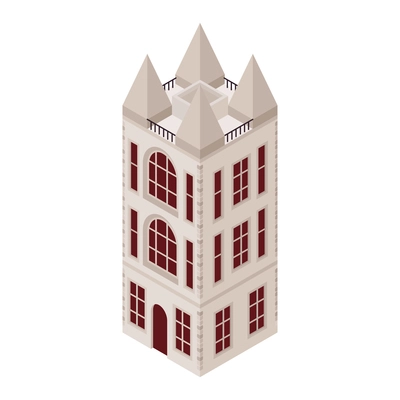 Victorian era architecture icon with beautiful isometric building 3d vector illustration