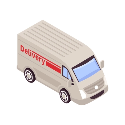 Delivery van isometric icon on white background 3d vector illustration