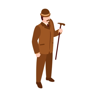 Isometric english fashion icon with man dressed in 19th century clothing vector illustration