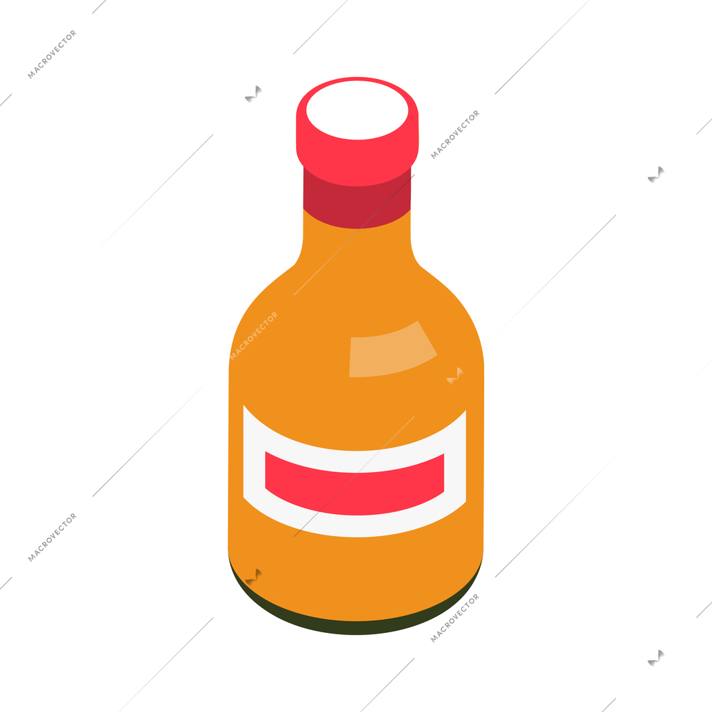 Isometric orange bottle for sauce or drink on white background vector illustration