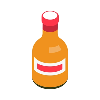 Isometric orange bottle for sauce or drink on white background vector illustration