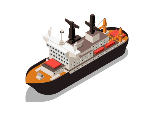 Isometric vessel icon with icebreaker 3d vector illustration