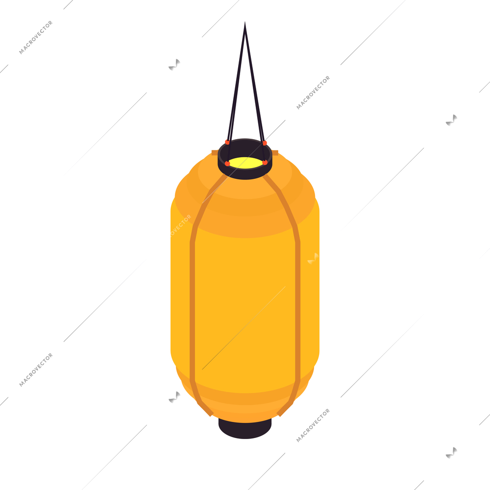Isometric yellow lantern in oriental style 3d vector illustration