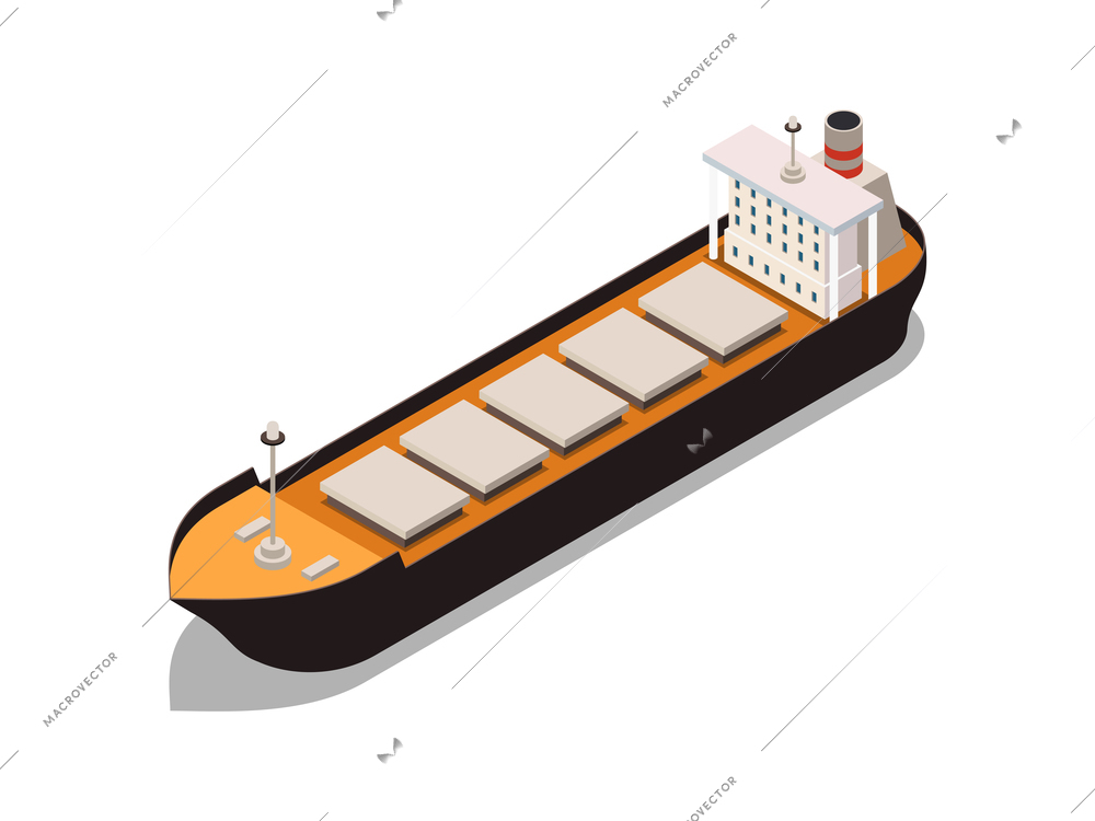 Dry bulk carrier ship isometric icon 3d vector illustration